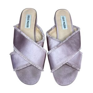 Steve Madden - Syruss Slip On Sandals Sz 7 Pink Purple Satin Silk Cross